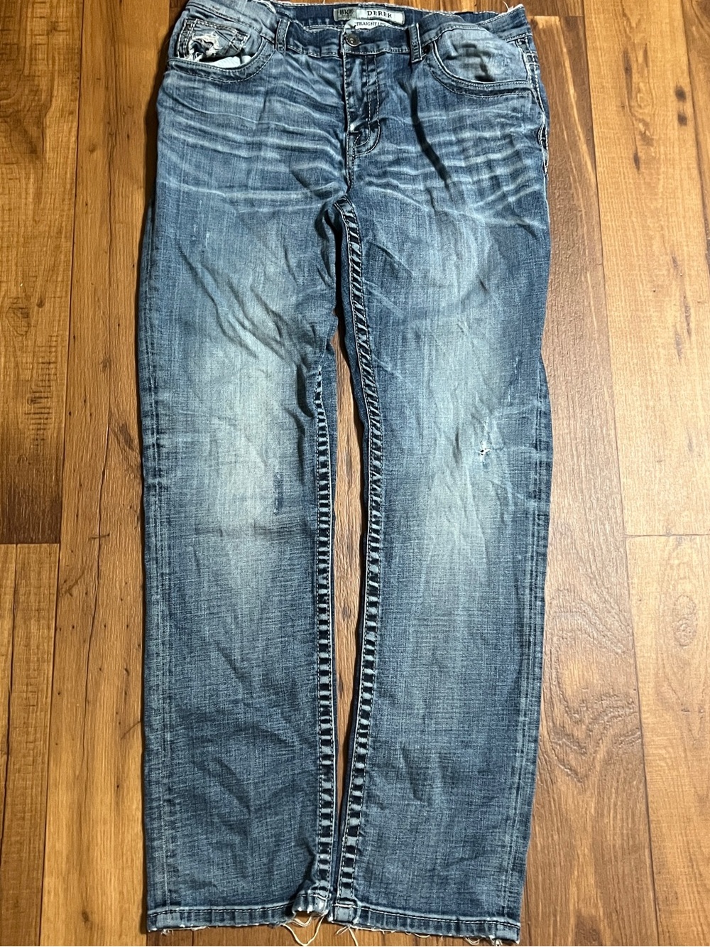 BKE Buckle Jeans Mens 34x33 Blue Grayson Straight Leg Stretch Blue Denim Jeans
